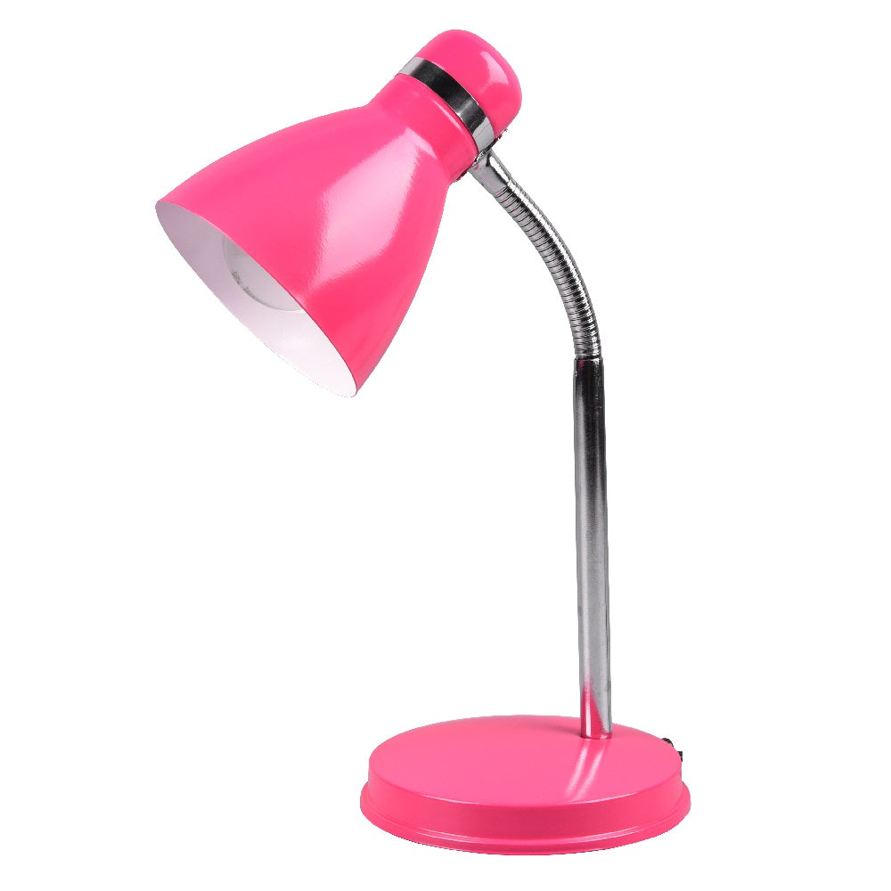 Hot Pink & Chrome Modern Adjustable Metal Desk Table Lamp