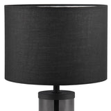 Smoke Glass & Black Shade Table Lamp