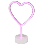 LED Pink Neon Heart Battery or USB Powered Kids Desk Lamp