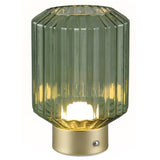 LED Satin Brass & Green Glass Retro Desk Lamp