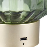 Matt Brass & Green Glass Touch Table Lamp