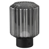 LED Matt Black & Smoked Ripple Glass USB Rechargeable Touch Table Lamp 19cm