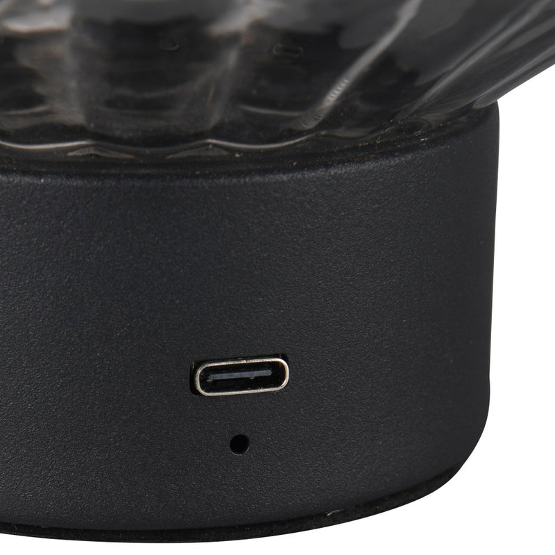 Matt Black & Smoke Glass Touch Table Lamp