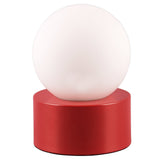 Red & Opal White Globe Glass Retro Table Lamp 17cm