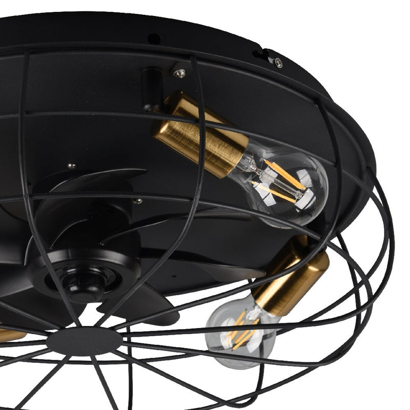 Matt Black & Brass Vintage Ceiling Fan