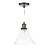 DAR RAY0175 Ray Antique Brass 1 Lamp Vintage Pendant Light with Clear Glass Shade