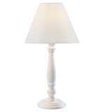 Matt White Wood Vintage Candlestick Table Lamp with Shade 44cm