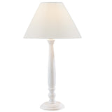 Matt White Wood Vintage Candlestick Table Lamp with Shade 52cm