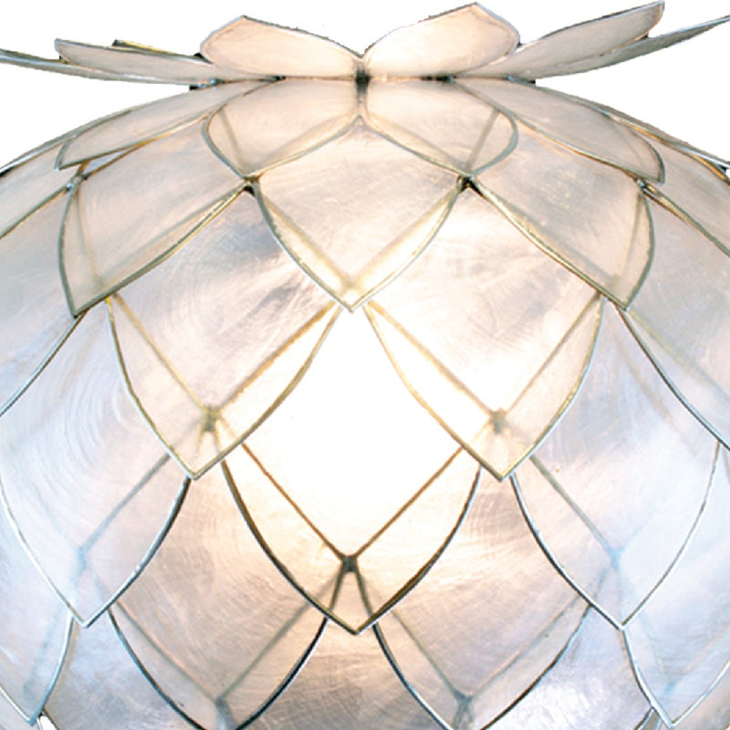 Silver & White Capiz Artichoke Pendant Light