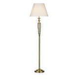 Antique Brass Open Metalwork Floor Lamp with White Shade