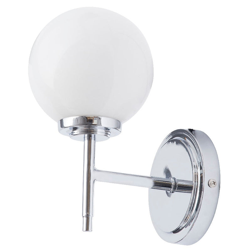 Polished Chrome Bathroom Vintage Up Globe Lantern Wall Light IP44
