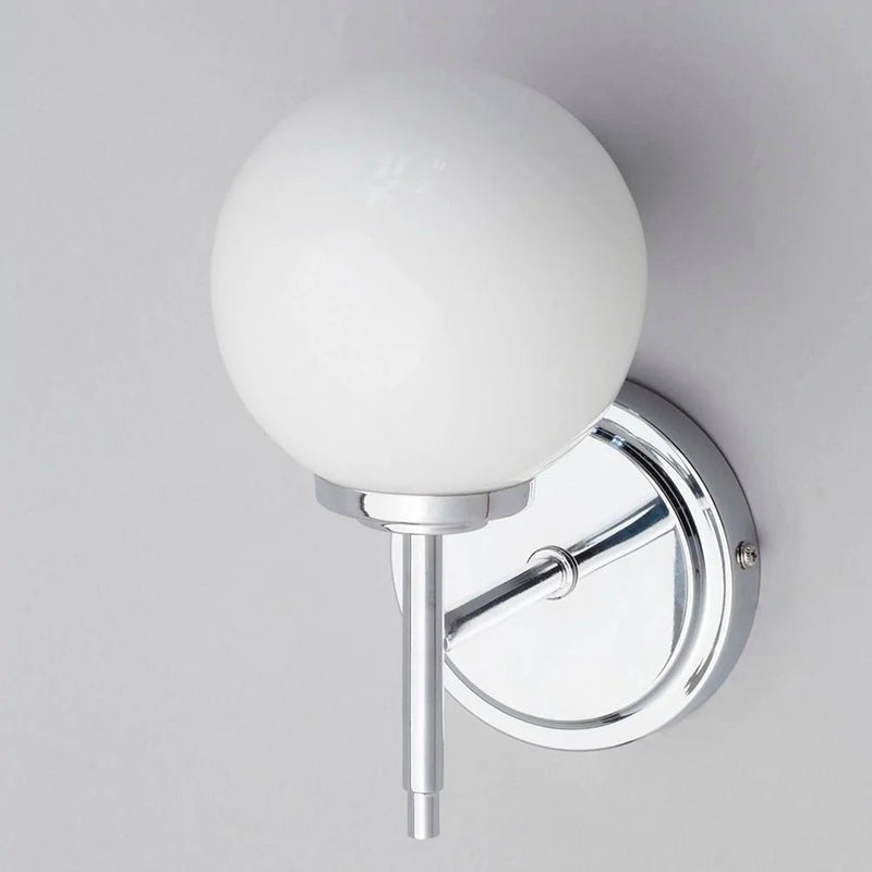 Chrome & Opal White Globe Bathroom Wall Light