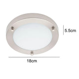 Satin Nickel Round Bathroom Ceiling Light Flush 18cm