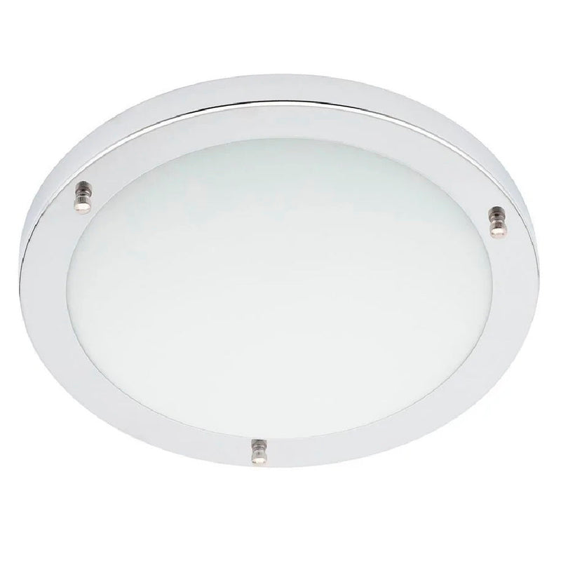 Polished Chrome & Opal Glass Bathroom Round Flush 31cm
