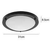 Matt Black Round Bathroom Ceiling Light Flush 31cm