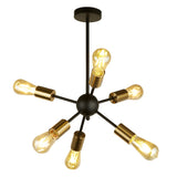 Matt Black & Satin Bronze Vintage 6 Lamp Ceiling Pendant Light