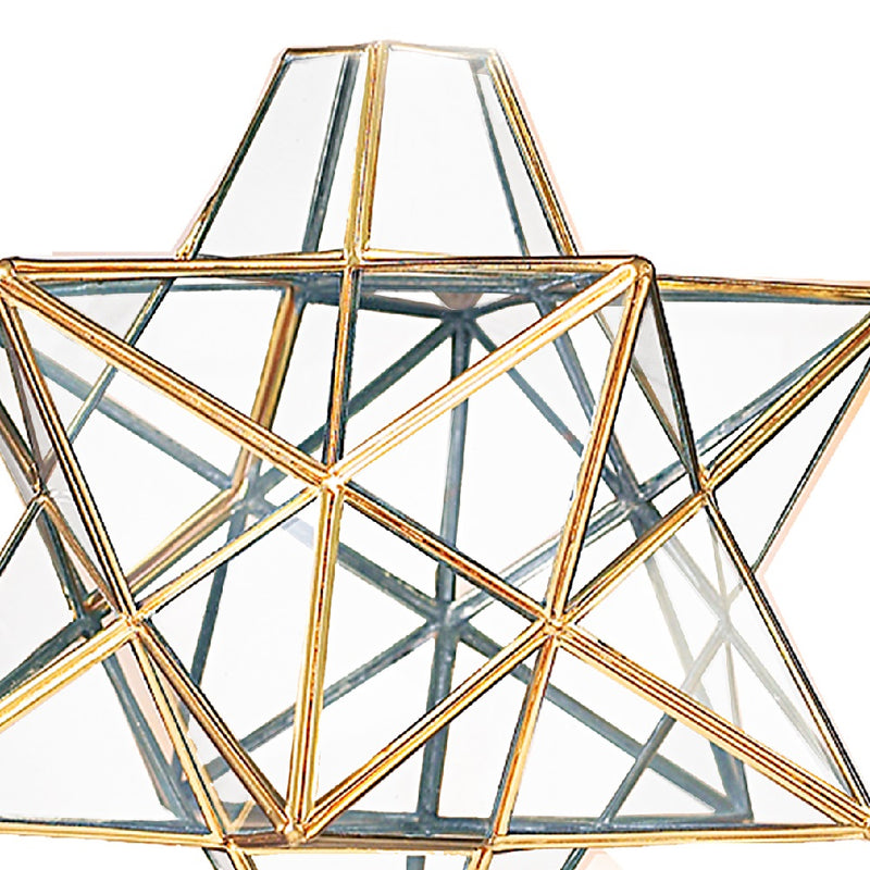 Antique Brass & Glass Star Pendant Light