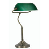 Antique Brass Traditional Table Lamp with Green Shade 45cm