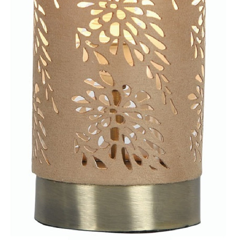 Antique Brass & Suede Touch Table Light