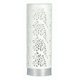 Chrome & White Suede Etched Design Touch Table Lamp