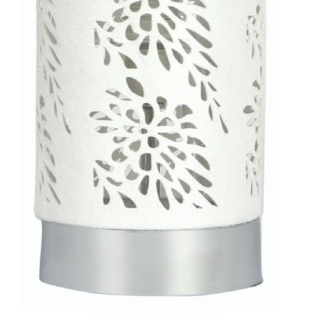 Oaks TL 905 CH Tema Chrome & White Suede Etched Design Touch Table Lamp