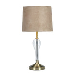 Antique Brass & Glass Stem Touch Table Lamp with Shade 