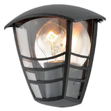 Britalia BRZN-25464-BLK Black & Clear Panel Outdoor Modern Half Lantern Flush Wall Light IP44 19.6cm