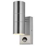Britalia BRZN-29179-SST Stainless Steel Outdoor Modern Up & Down Cylindrical Wall Light with PIR