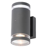Anthracite Outdoor Modern Cylindrical Up & Down Wall Light Photocell