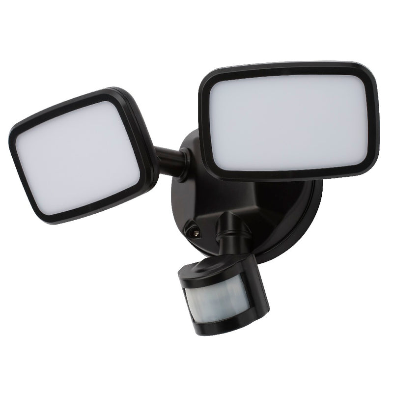 LED Black Double Head Flood Light with PIR