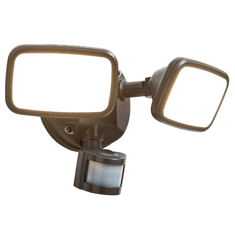 LED Anthracite Outdoor Modern Security Twin Head Flood Light with PIR